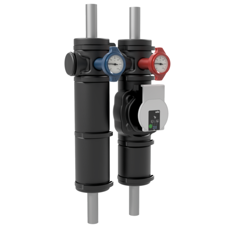 Pumpengruppe FlowBox Cooling HK25-C für ungemischte Heizkreise. Diffusionsdichte Isolierung.